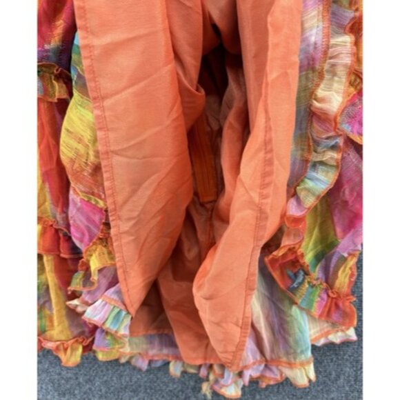 Lilly’s Kloset Women’s XL Ruffled Tie Dyed Halter Dress Peek A Boo Front & Back - Picture 8 of 14